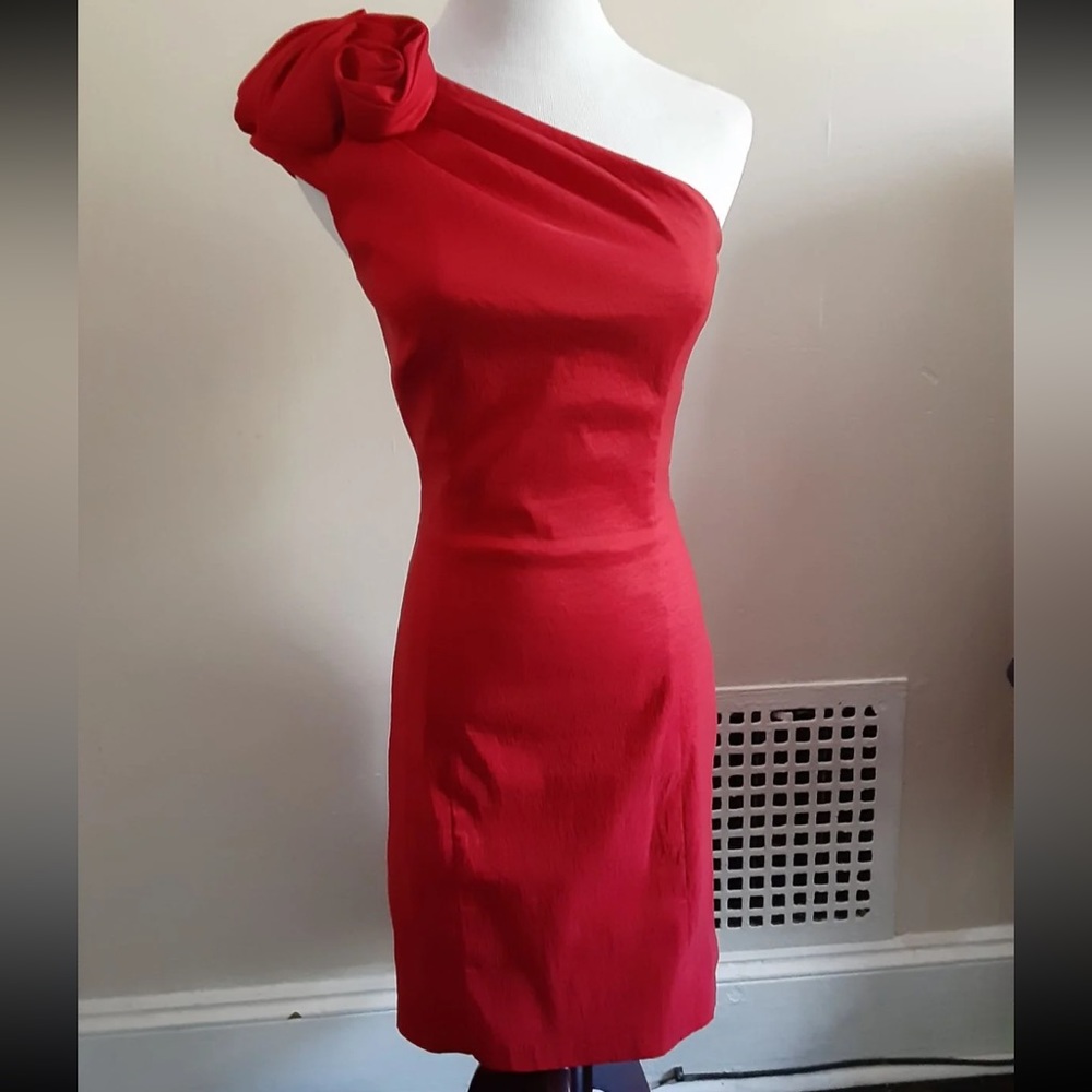 Red Rose One Shoulder Dress